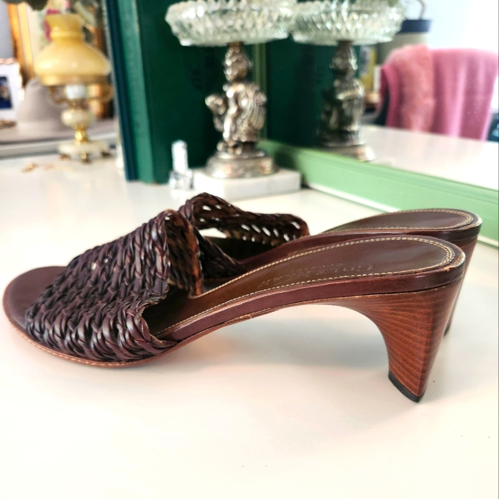 Cole Haan Country Women's Sz 9 Brown Leather Mule Slip On 2.25" Heels